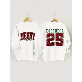 [Christmas Oversized Hoodie] Christmas-Themed Oversized Hoodie, Women's Plus Size Spring and Autumn Round Neck Casual Sweatshirt