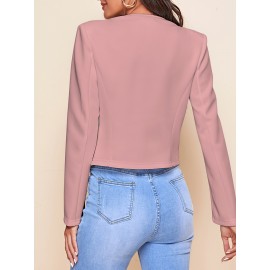Plus Size - Women'S Plus Size Blazer Jacket - Chic Office to Party Outerwear with Zipper Pocket, Structured Fit Winter Coat for Women, Fall/Winter Fashion Jacket in Neutral Colors (Black/Beige/Brown/Gray/Blue/More) - Everyday & Formal Events, Casual Layering Piece, Sleek Fabric Design, Fall Outerwear, Stylish Coat, Durable Material, Professional Women