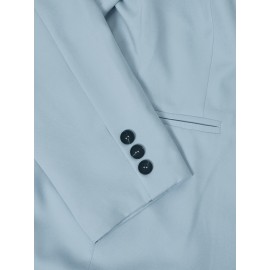 Elegant Women's Long Sleeve Lapel Blazer & Pants Set - Polyester, Machine Washable, Solid Color for Fall/Winter