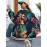 Plus Size Women's Hawaiian Print Baseball Jacket Hoodie - Tropical Hibiscus & Palm Leaf Aloha Coat, Lightweight Long Sleeve Split Hem Hawaiian Shirt Style Outerwear for Vacation, Beach Parties & Year-Round Casual Wear