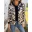Women's Plus-Size Zebra Print Blazer Jacket - Full-Zip Front Closure, Golden-Tone Zipper & Black/White Stripes, All-Season Casual to Semi-Formal Outerwear, Machine Washable Tunic-like Jacket for Women (No Bulk, Structured Fit) - Medium Stretch Fabric, Full-Length Zipper, Chic & Versatile Design, Suitable for Layering or Standalone Wear, Plus-Size Friendly, Eye-Catching Zebra Stripe Jacket