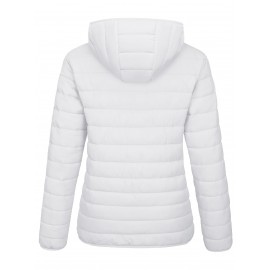 Plus Size Women's Puffer Jacket - Ultra-Lightweight, Warm, and Comfortable Hooded Coat with Full Zip and Waterproof Windproof Design for Hiking, Camping, Mountaineering, and Winter Outdoor Activities - Fashionable Padded Jacket for Curvy Figures