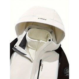 Women's 3-in-1 Ski Jacket - Color Block, Windproof & Waterproof with Hooded Outerwear for Winter Sports