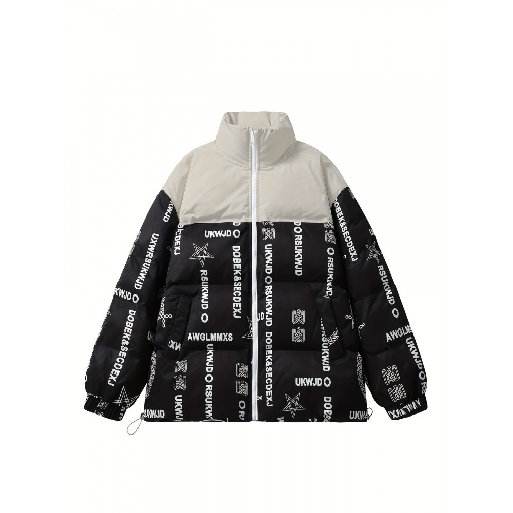 Women's Fashion Outdoor Softshell Jacket With Unique Letter Pattern, High Collar, Autumn/Winter Sports Style