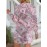 Plus Size Women's Sparkling Pink Money Print 3D Glitter Dress - Long Sleeve Short Party Dress with Dollar Bill Pattern, Round Neck & H-Line Silhouette for Casual Outfits, Night Out, Themed Events - Machine Washable All-Season Dress, Durable Material, Easy Care, Curvy Fashion