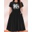 Women'S Plus Size 90'S Retro Bops Graphic Print Vintage 90s Inspired Casual Dress - Short Sleeve Round Neck A-Line Flared Skirt with Puff Sleeve-like Hem, Machine Washable Summer Midi Dress in & Retro Lettering, Loose Fit H-Line Silhouette for Casua