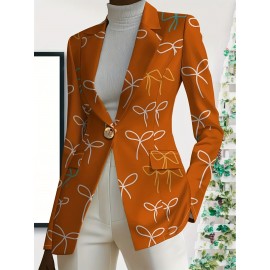 Plus Size - Women'S Plus Size Elegant Minimalist Solid Green Suit Jacket - Structured Lapel Collar, Single-Button Closure, Tailored Fit for Fall/Winter, Versatile for Casual & Formal Occasions, Durable & Comfortable Professional & Everyday Outerwear