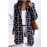 Plus-Size Women'S Winter Warm Collared Button- Long-Sleeve Coat Jacket with Navy & Plaid Print, Golden-Tone Lapel Collar & Chest Pocket - Casual to Semi-Formal Outerwear for Autumn & Winter, Durable Easy-Care Fabric (No Shrinkage) - Versatile Everyd